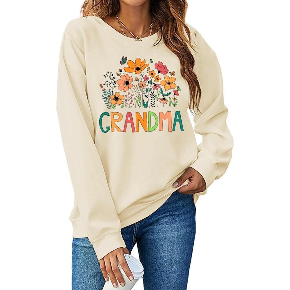 Women's Floral Grandma Sweatshirt Casual Fall Pullover Gift for Loved Ones - Picture 1 of 6